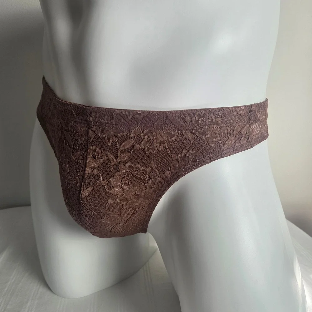 Cosabella Italian Men's Floral Lace G-String Brown UNO Designer Underwear S
